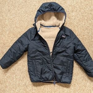 Patagonia Boys Reversible Navy Hooded Jacket